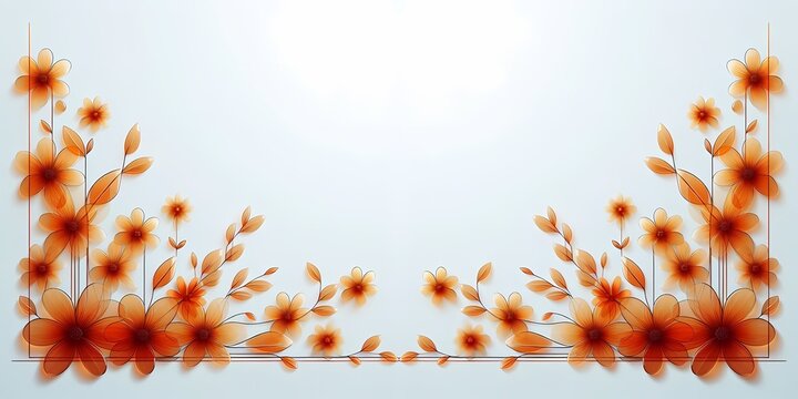 Floral background with orange flowers, beautiful summer floral frame backdrop, 3D illustration, generative ai
