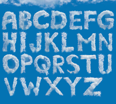Clouds alphabet in the blue sky