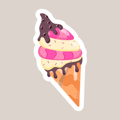 Pack of Cream Desserts Flat Style Stickers 



