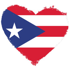 Puerto Rico flag in heart shape isolated on transparent background.