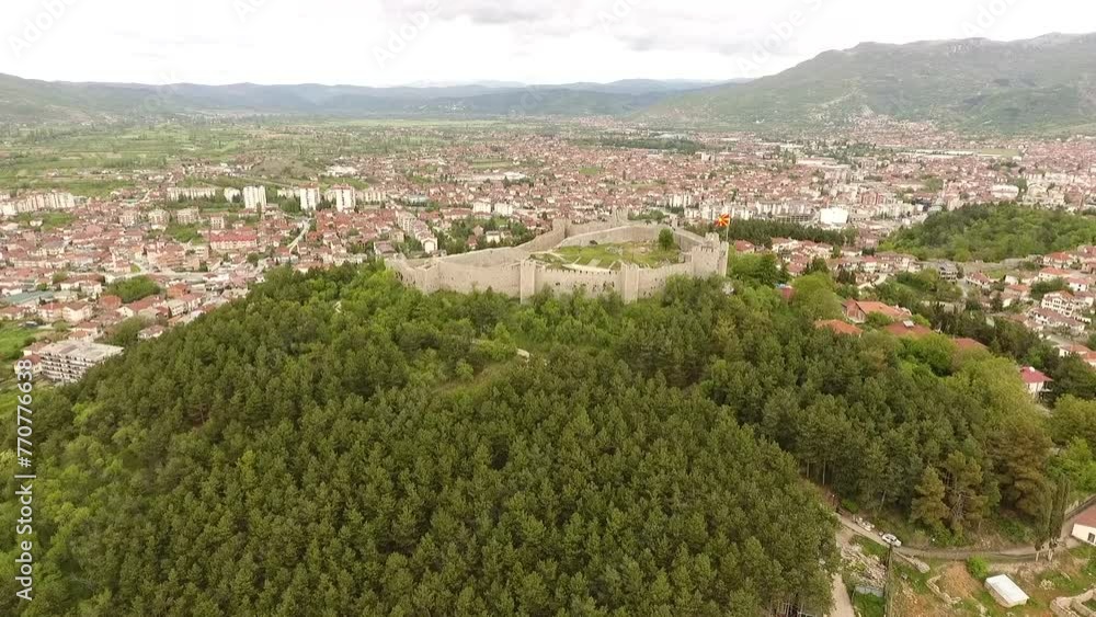 Sticker View of Ohrid old town dominated by Samuel's fortress, North Macedonia