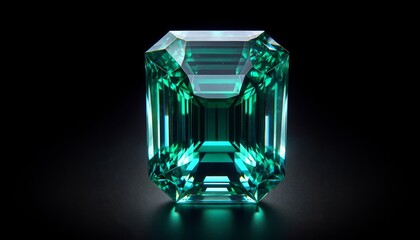 Isolated Diamond Stone. Brilliant Gem Stone Green Crystal. Luxury Jewel Treasure Gemstone. 