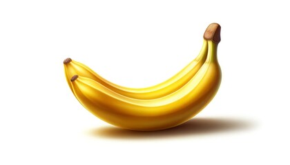 Isolated Banana Fruit. Yellow Fresh Juicy Exotic Tropical Healthy Food Symbol. Organic Vegetarian Menu Element. Healthy Diet Meal Close Up Banana.