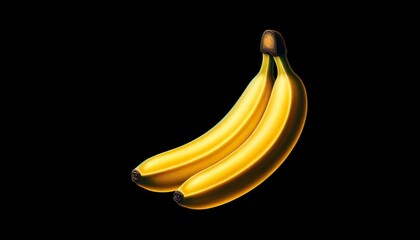 Isolated Banana Fruit. Yellow Fresh Juicy Exotic Tropical Healthy Food Symbol. Organic Vegetarian Menu Element. Healthy Diet Meal Close Up Banana. - obrazy, fototapety, plakaty