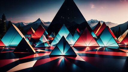 Design a geometric abstract background with equilateral triangles arranged in a tessellating...