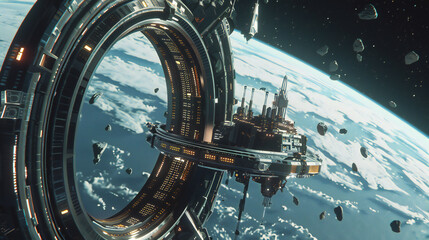 Future spaceport in space colony