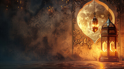 Ramadan background copy space for text. Ramadan kareem background for product display.