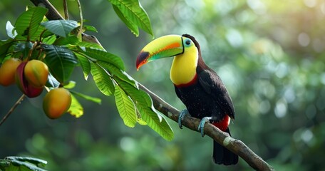 Keel-billed Toucan Amidst Verdant Forest Canopy