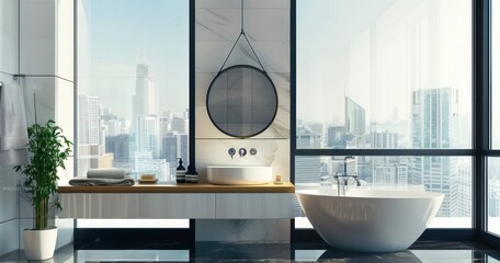 Modern Loft Bathroom Infused with Urban Views and Natural Light