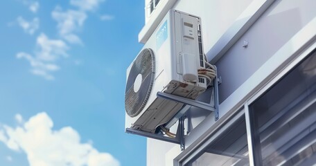 Outdoor AC Unit with Clear Blue Sky Above