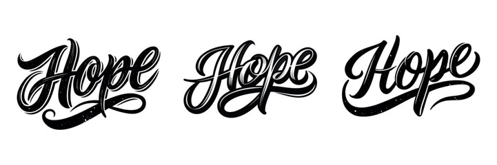 Obraz premium Hope - set typographic lettering isolated on white background. Hand calligraphy.