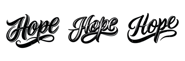 Foto op Canvas Hope - set typographic lettering isolated on white background. Hand calligraphy. © dariachekman