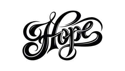 Hope typographic lettering isolated on white background. Hand calligraphy.