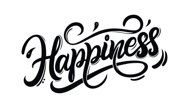 Happiness - inscription on a white background. Typographic design.Vector illustration.
