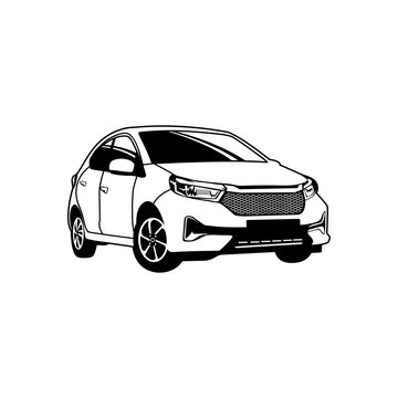 minimalist family car black and white vector