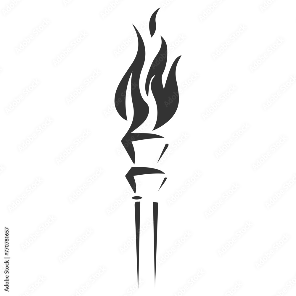 Poster a black vector image of a torch with a flame. vector logo icon.