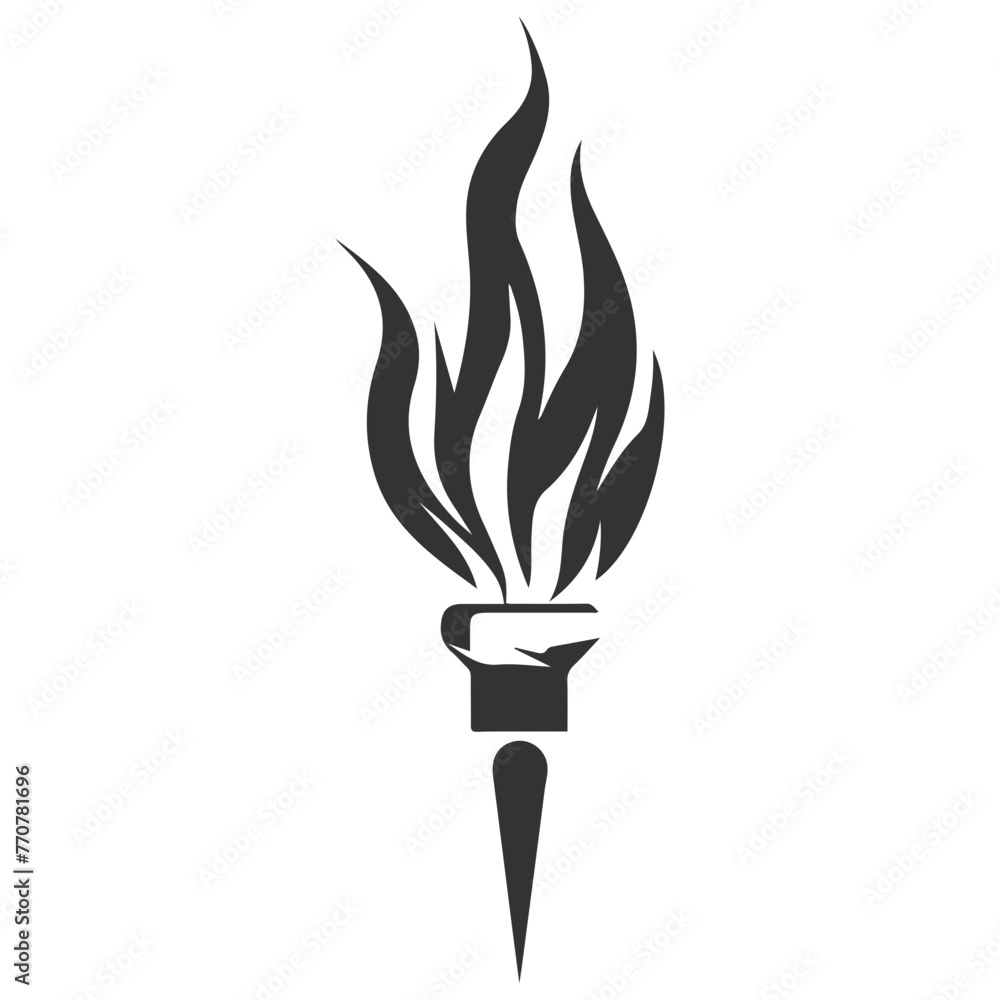 Poster a black vector image of a torch with a flame. vector logo icon.