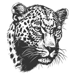 A black drawing of a leopard's face. Vector icon, logo