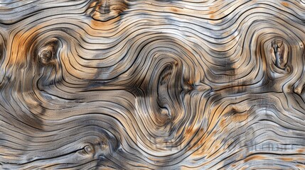 a background crafted from driftwood, showcasing intricate patterns and textures reminiscent of abstract art or wallpaper, with carved wood grain forming unique shapes and lines. SEAMLESS PATTERN