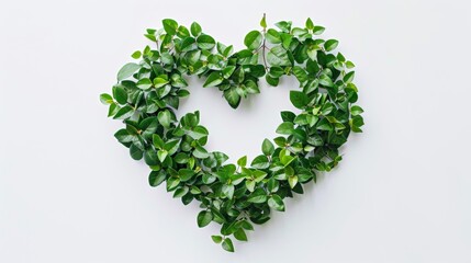 A heart shape made of green leaves