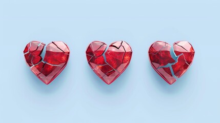 Artistic 3D vector illustration of broken heart