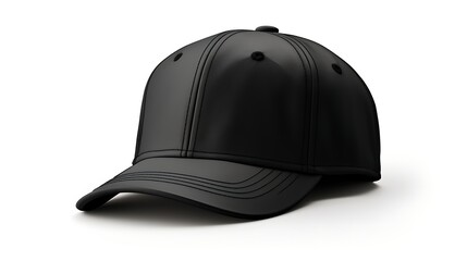 Sleek Style Statement - Isolated Black Baseball Cap on White Background