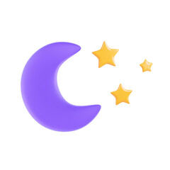 moon and star night weather 3d illustration