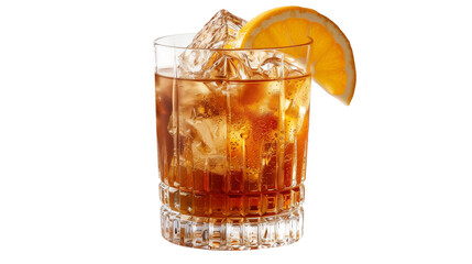 Old fashioned cocktail drink isolated on white background