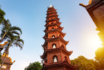 Tran quoc pagoda in Hanoi city, Vietnam - obrazy, fototapety, plakaty