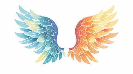 Cute pair of angel wings over plain background - 770785607