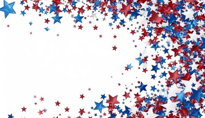 Red, white and blue stars background with copy space on the right side for your text message or design elements Generative AI