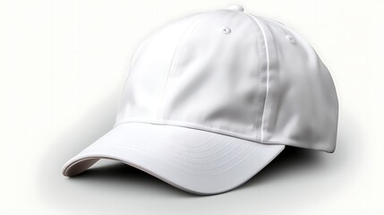 White baseball cap mockup isolated on transparent background.