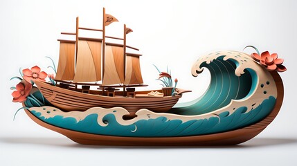 Wooden Boat cutout 