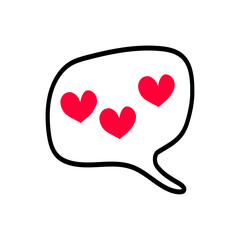 Hearts. Cloud, heart, love sms icon on white background, vector illustration