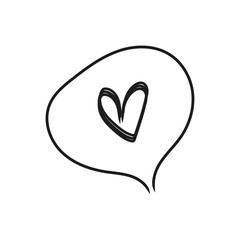 Vector dialog cloud with heart love symbol doodle linear cartoon coloring book
