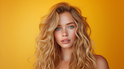Naklejka premium Golden Waves on Vivid Yellow
