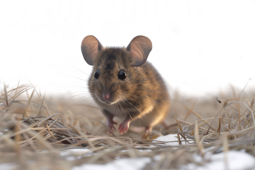 Field mouse in a natural setting isolate on transparent background, cutout, png