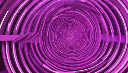 Graphic design art of abstract illusion of spiral with geometric shapes of pink and violet neon lines