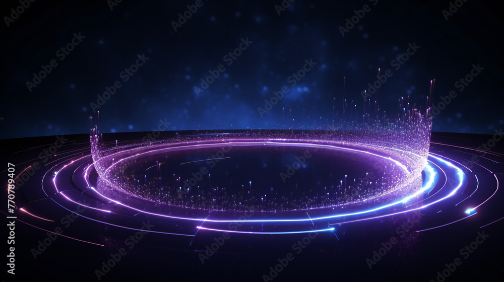 Wall mural visualization of an infinti loop of sci-fi neon technology background