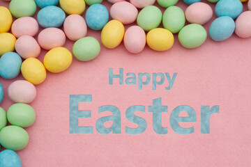  Happy Easter greeting with Easter egg on pink felt