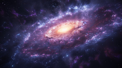 Obraz na płótnie Canvas Spiral Galaxy with Star Clusters and Cosmic Dust