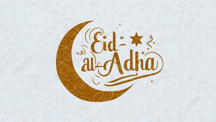 Typography Eid Al Adha. Eid Mubarak Greeting Islamic Illustration with lantern