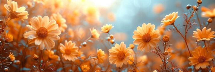 Beautiful Wild Flowers Chamomile Spring, Background HD, Illustrations