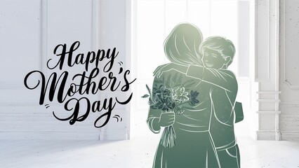 Trendy Mothers Day design with typography. Mothers Day greeting Illustration.