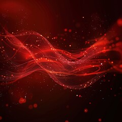 Red Glowing Particle Wave Line Background