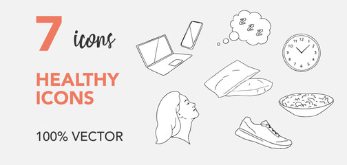 health vectors icon, thin line web icon set, vector illustration