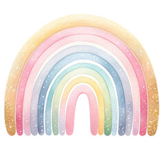 Cute watercolor rainbow pastel illustration isolated on white background