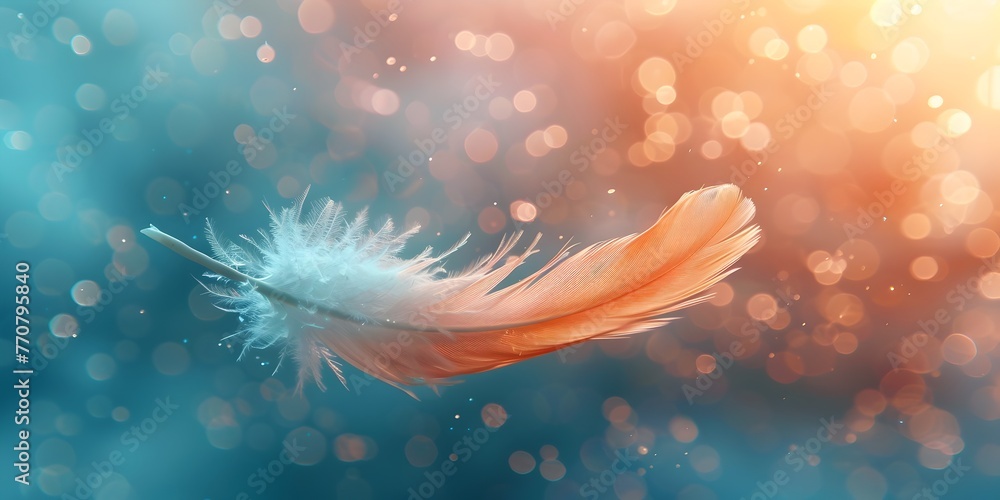 Poster Graceful Feather Character Floating in Ethereal Lightness with Free Copy Space