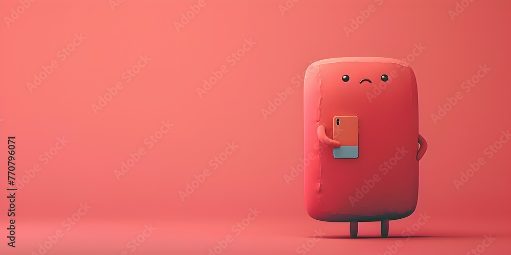 Aufkleber smartphone character unlocking itself to access information with copy space