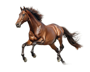 Fototapeta premium Horse run speed isolate on transparent background, cutout, png